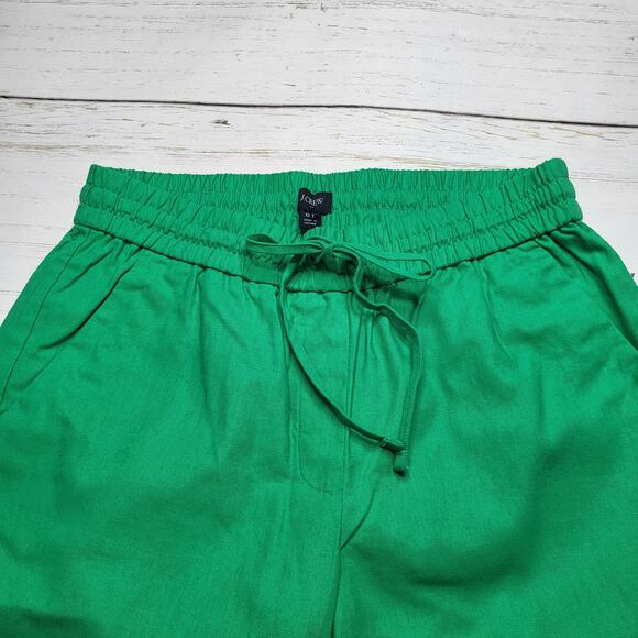 J Crew Tall Linen Cotton Blend Drawstring Pants Green Straight Leg Cuffed Hem 6T - Picture 5 of 9